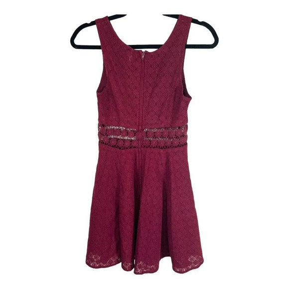 Free People Women's Daisy Waist Fit and Flare Lace Dress Burgundy Size 0 - Picture 5 of 10
